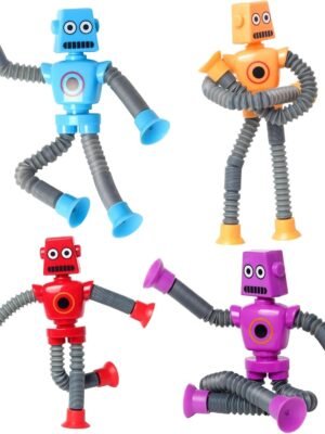 4-Pack Telescopic Suction Cup Robot Fidget Toys